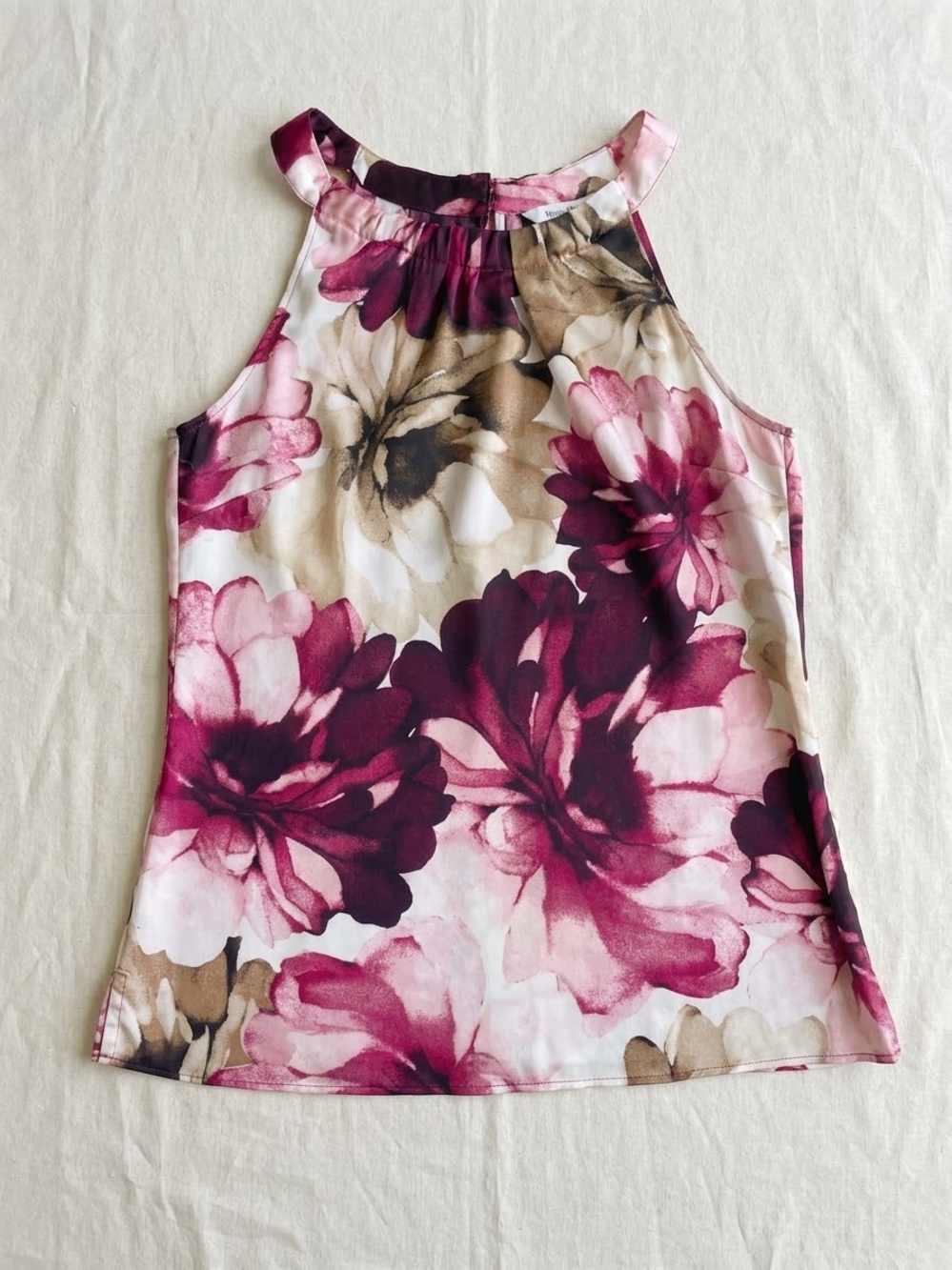 White House Black Market Fuchsia Floral Halter Top - Size S